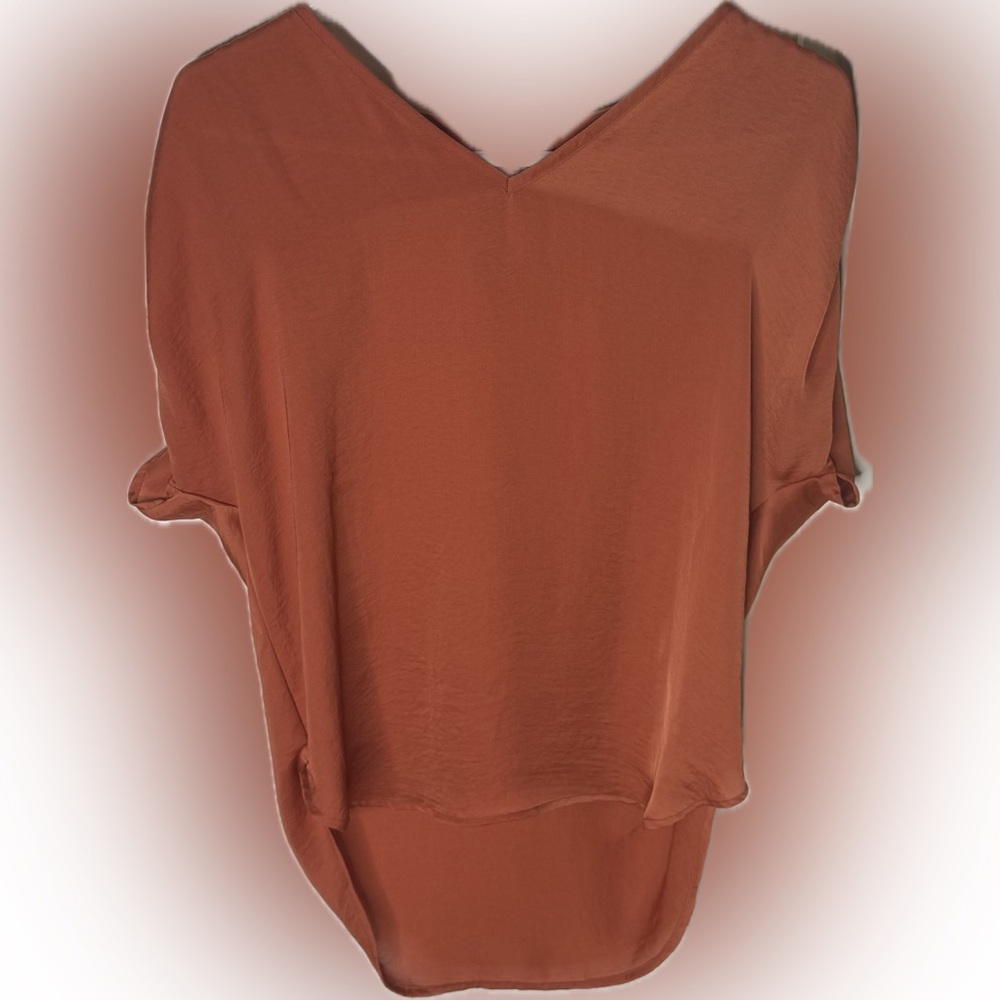 NWOT Valette rusty orange Blouse.  Women XS